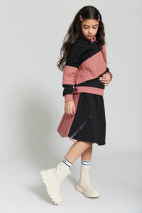 Pink and Black Horizontal Striped Skirt