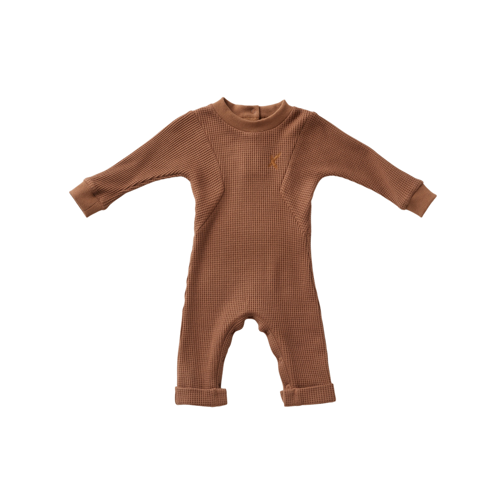 Tan Waffle Knit Onesie Hey Kid