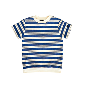 Blue & Ivory Striped Terry Top