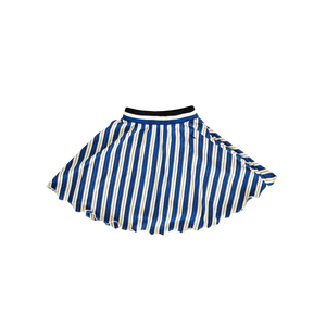 Blue & Ivory Striped Terry Skirt with Ruffled Edges