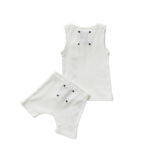 Ribbed Pocket Tank & Shorts (White)