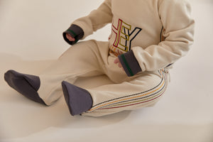 Ivory Onesie with Embroidered Stripes