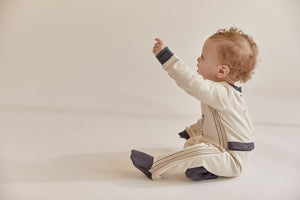 Ivory Onesie with Embroidered Stripes