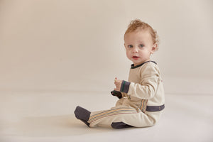 Ivory Onesie with Embroidered Stripes