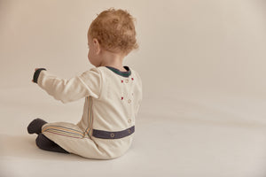 Ivory Onesie with Embroidered Stripes