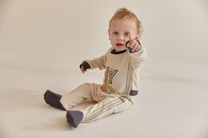 Ivory Onesie with Embroidered Stripes