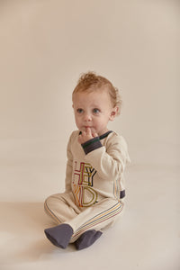 Ivory Onesie with Embroidered Stripes