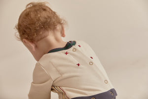 Ivory Onesie with Embroidered Stripes