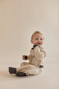 Ivory Onesie with Embroidered Stripes