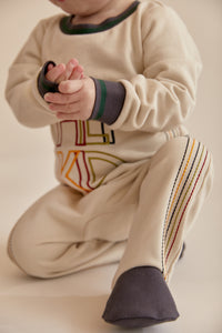 Ivory Onesie with Embroidered Stripes