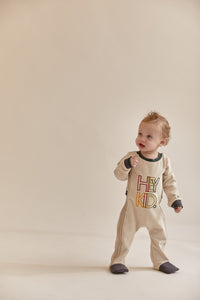 Ivory Onesie with Embroidered Stripes