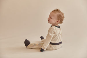 Ivory Onesie with Embroidered Stripes