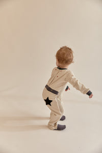 Ivory Onesie with Embroidered Stripes