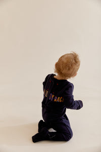 Dark Blue Onesie with Embroidered Paperclip Pocket