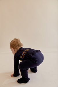 Dark Blue Onesie with Embroidered Paperclip Pocket