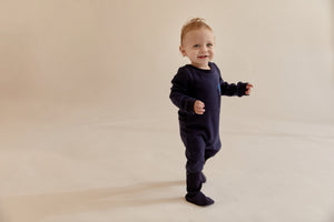 Dark Blue Onesie with Embroidered Paperclip Pocket