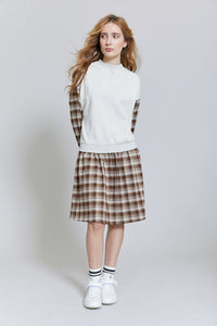 Ivory and Brown Plaid Dress
