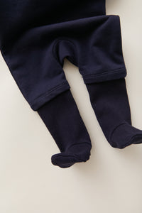 Dark Blue Onesie with Embroidered Paperclip Pocket