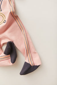 Pink Onesie with Embroidered Stripes