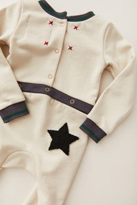 Ivory Onesie with Embroidered Stripes