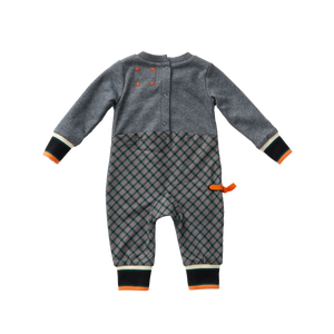 Gray & Plaid Onesie with Pocket Detail